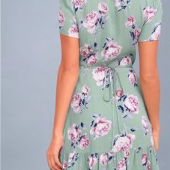 Lulus Sage Floral Wrap Dress Size small - Picture 2 of 9